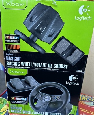 Microsoft Xbox Nascar Racing Wheel And Pedals Logitech Untested Mint Condition
