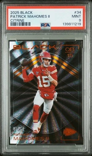 2025 Panini Black #34 Patrick Mahomes Ii Citrine PSA 9