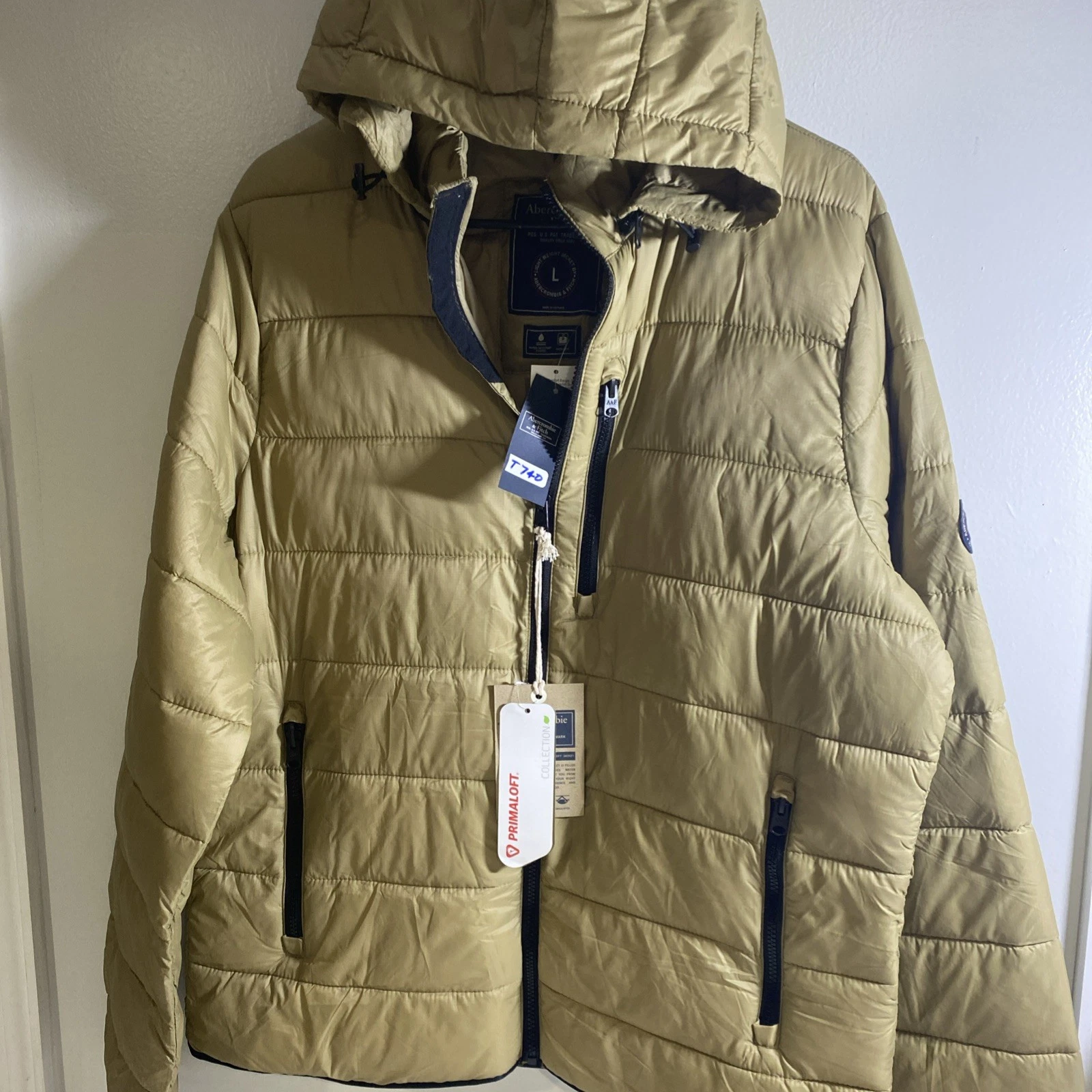 Abercrombie & Fitch, Jacket Mens L Brown Puffer Hoodie, Lightweight (T740) - product detail image 8