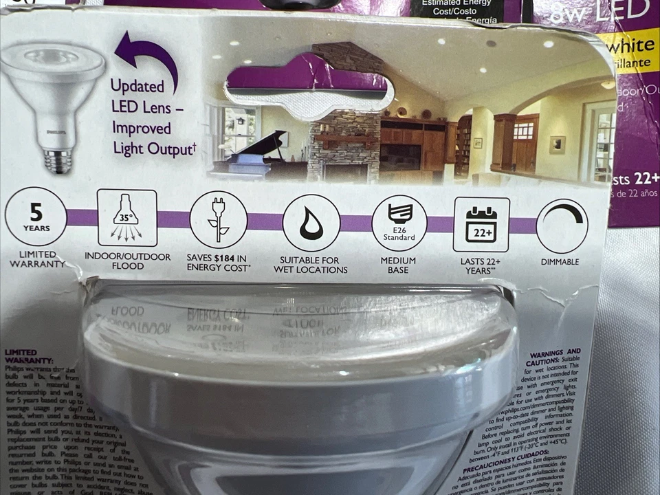 Philips Dimmable 8w LED PAR30S Flood Bright White Light Bulb FS 75w 10 Pack - Image 4 of 4