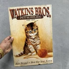 1998 Lynn Kaatz Vintage WATKINS BROS PET SUPPLIES Kitten Metal Tin Sign
