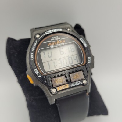 Timex Ironman Triathlon Vintage Digital Herren Indiglo Uhr neue Batterie 1980er UK