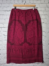 Talbots Vintage 100 Silk Shell Paisley Bordeaux Deadstock Midi Skirt New 14P