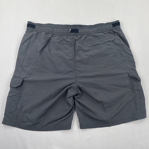 Lands End Cargo Shorts Mens XL Gray Snap Adjustable Belt Athletic Mesh Lined - Picture 2 of 9