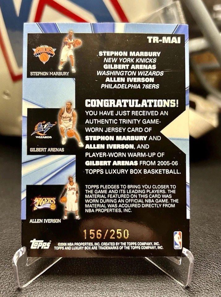 2005-06 Topps Luxury Box Triple Jersey /250 Iverson Marbury Arenas TR-MAI - Image 2 of 3