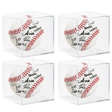 4 Pack Acrylic Baseball Display Case - UV Protected Baseball Holder for Display