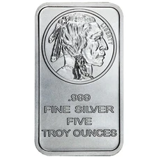 5 Troy oz Buffalo .999 Fine Silver Bar Sealed
