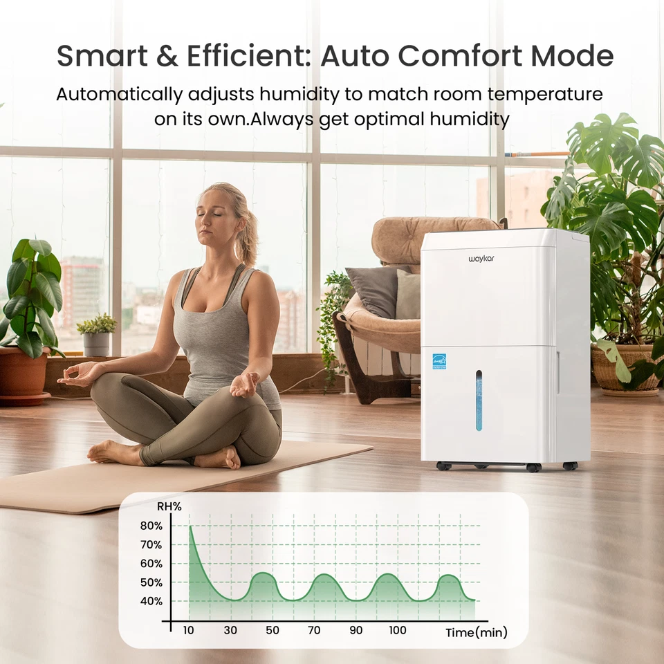 Deshumidificador Waykar 30/80/120/150 pintas Energy Star con bomba para sótano doméstico Foto 4 de 4