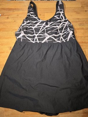 BPC BON PRIX COLLECTION swimdress swimsuit dress, size 46, black, very good