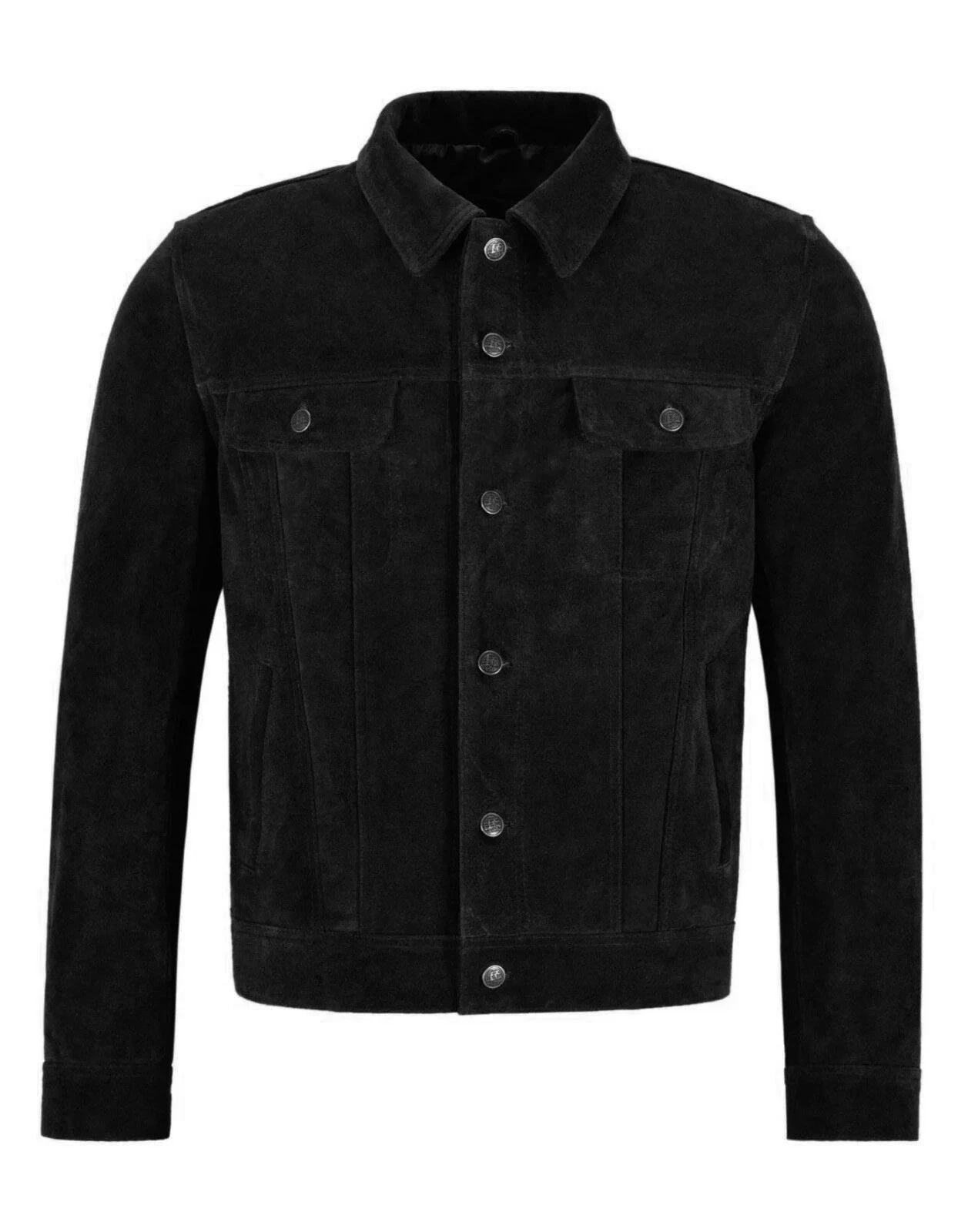 Men's Classic Trucker Black Suede Jacket Denim Style Real Leather Western Jacket