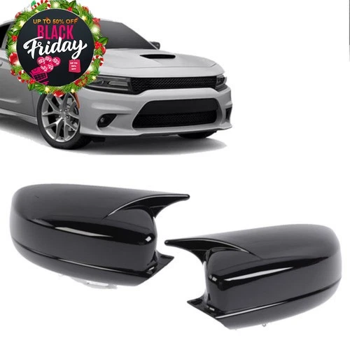 FOR 11-23 DODGE CHARGER SCAT SRT M STYLE GLOSS BLACK SIDE VIEW MIRROR COVER CAP