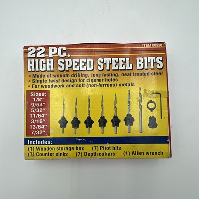 22 Piece High Speed Steel Bits Open Box Special In Case