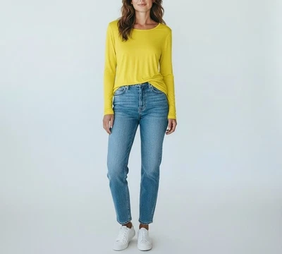 Cop Copine Agnoli T-Shirt Femme Jaune M Manches Longues Maille Stretch - Photo 1/4