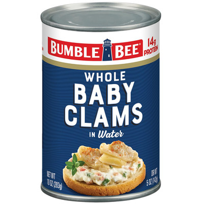 Whole Baby Canned Clams, 10 Oz Can - Ready to Eat - 14G Protein per Serving - Gl