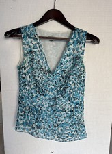 Ann Taylor 100% Silk Tank Top In blue leopard...
