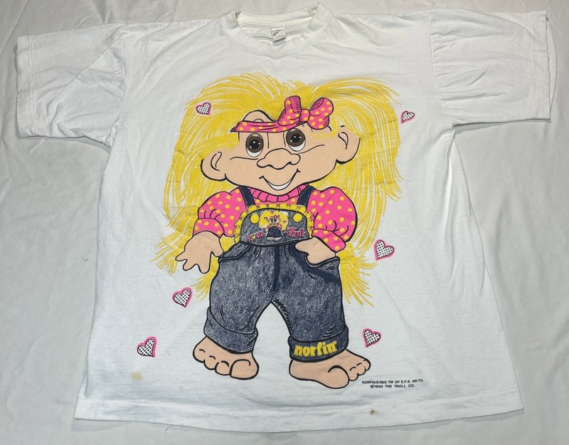 Vintage Norfin Troll 1992 Shirt L Yellow Hair