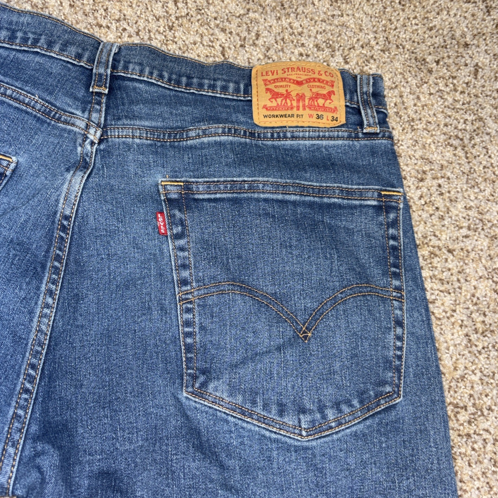 Levi Workwear Fit Denim Jeans Mens 36x34 Fits 37 X 31.5 - View 14