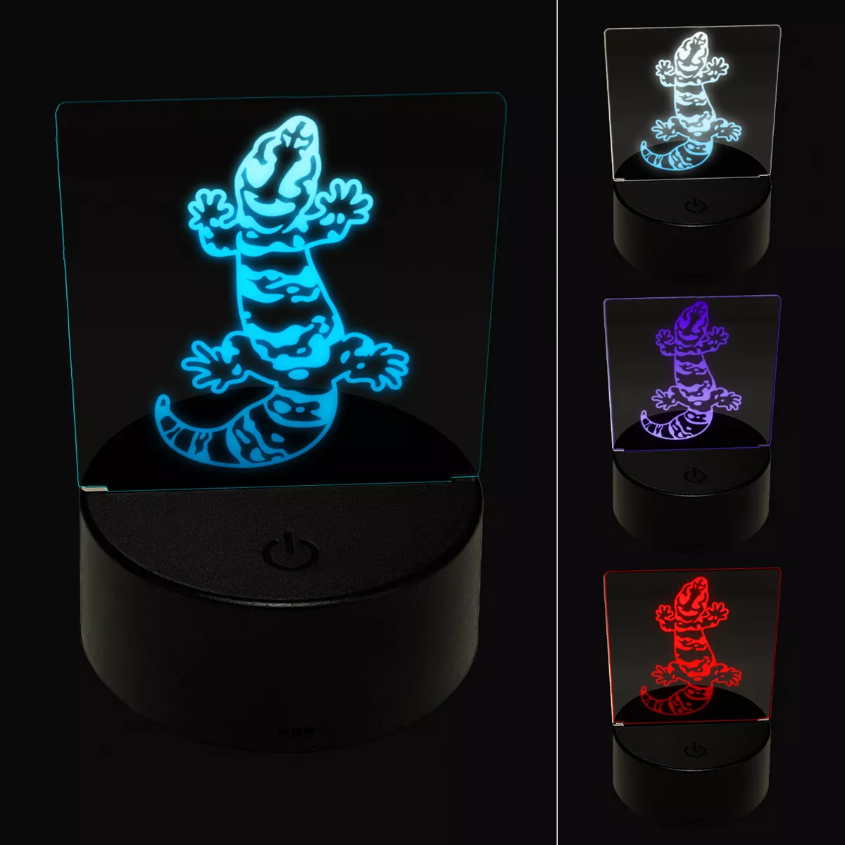 Chubby Leopard Gecko Lizard 3D Illusion LED Night Light Sign Lamp