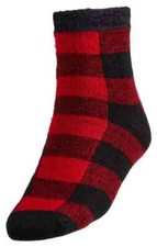 Northeast Outfitters Youth Cozy Cabin Buff Check Socks, Red, S