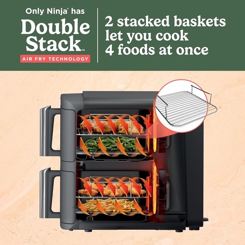 Ninja SL401 DoubleStack XL 2-Basket Air Fryer, DoubleStack Technology Cooks 4 Fo - Picture 3 of 16