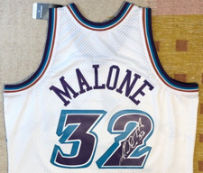 Karl Malone Signed Autograph RARE Utah Jazz NBA HWC Authentic Swingman Jersey