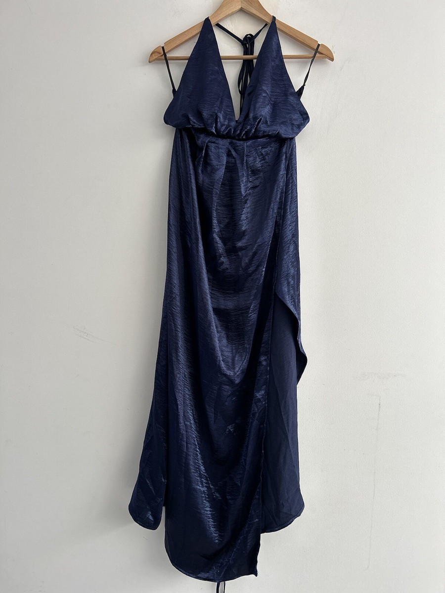 princess polly baby blue dress Julianne Corset Satin Gown | Navy | Debs & Prom main image 1