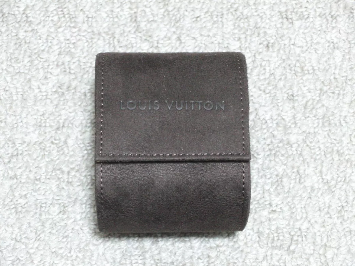 USED LOUIS VUITTON Travel Watch Case Brown Suede Box Authentic near mint  F/S