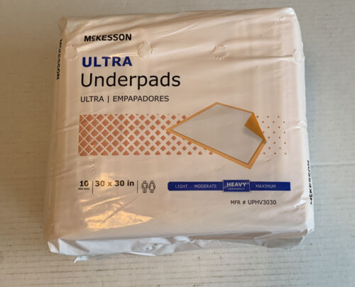 Mckesson Ultra Underpads 10 Count 30x30 Inch UPHV3030 - Picture 1 of 2