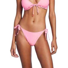 Women'sSide-Tie Cheeky Low-Rise High Leg Bikini Bottom - Wild Fable Pink XL: Adj