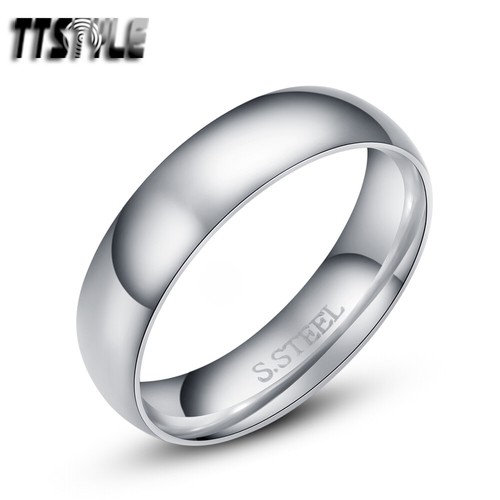 TTstyle Mirror Finished S.Steel Wedding Comfort Band Ring 2-8mm Width Size 2-15 - Afbeelding 5 van 6