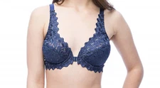 Valmont Front Close Lace Cup Underwire Bra Style 8323 Color Navy