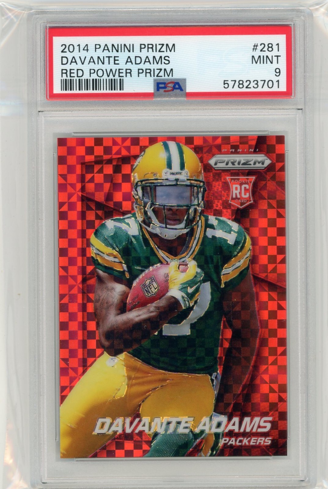 2014 Panini Prizm Red Power Prizm #281 Davante Adams No 1 of 125 PSA 9