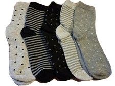 NEW Unisex Stripped and Polka Dots 5 Pack Mini Crew Ankle Socks