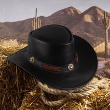 Shapeable Western Style Leather Cowboy hat Men - Women Wide Brim Vintage