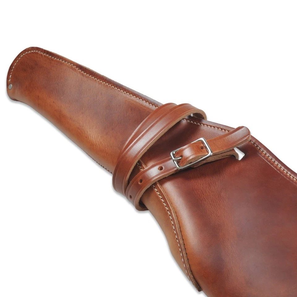 USA MADE Large Rifle Leather Scabbard w/ Straps, Unlined Holster for ATV Horse - Image 2 of 4