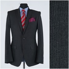 Blazer uomo ZARA 38R taglia UK a righe grigio viscosa cappotto sportivo giacca di design