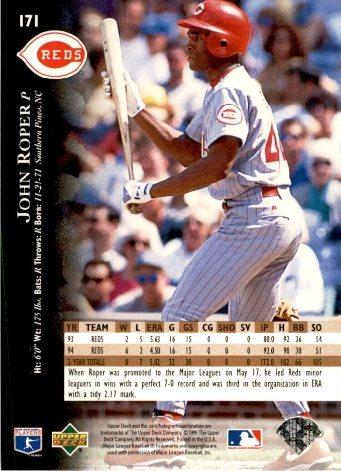 1995 Upper Deck John Roper Baseball Cards #171 - Image 2 of 2