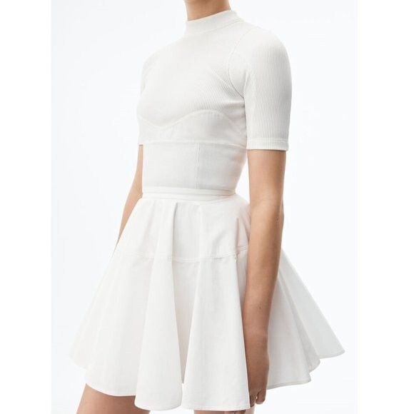 alexander wang fit and flare mini dress Alexander Wang Women's Shift Mini Dress With Zip Side Panels Black/oxford Blue