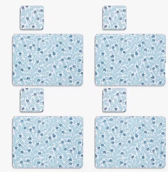 Mila Placemats & Coasters Set of 4 Blue New eBay