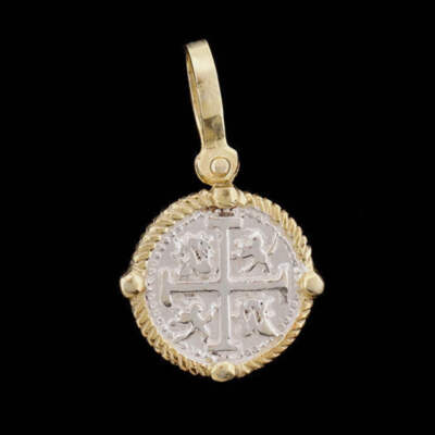 Atocha Sunken Treasure Jewelry - Small Silver Coin Pendant with Four Point Frame