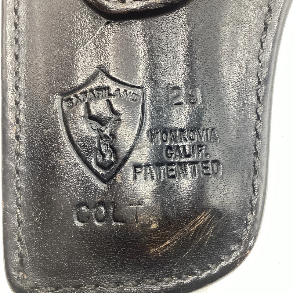 Vintage SAFARILAND LEATHER BASKETWEAVE THUMB BREAK BELT HOLSTER for COLT #29 - Image 4 of 4