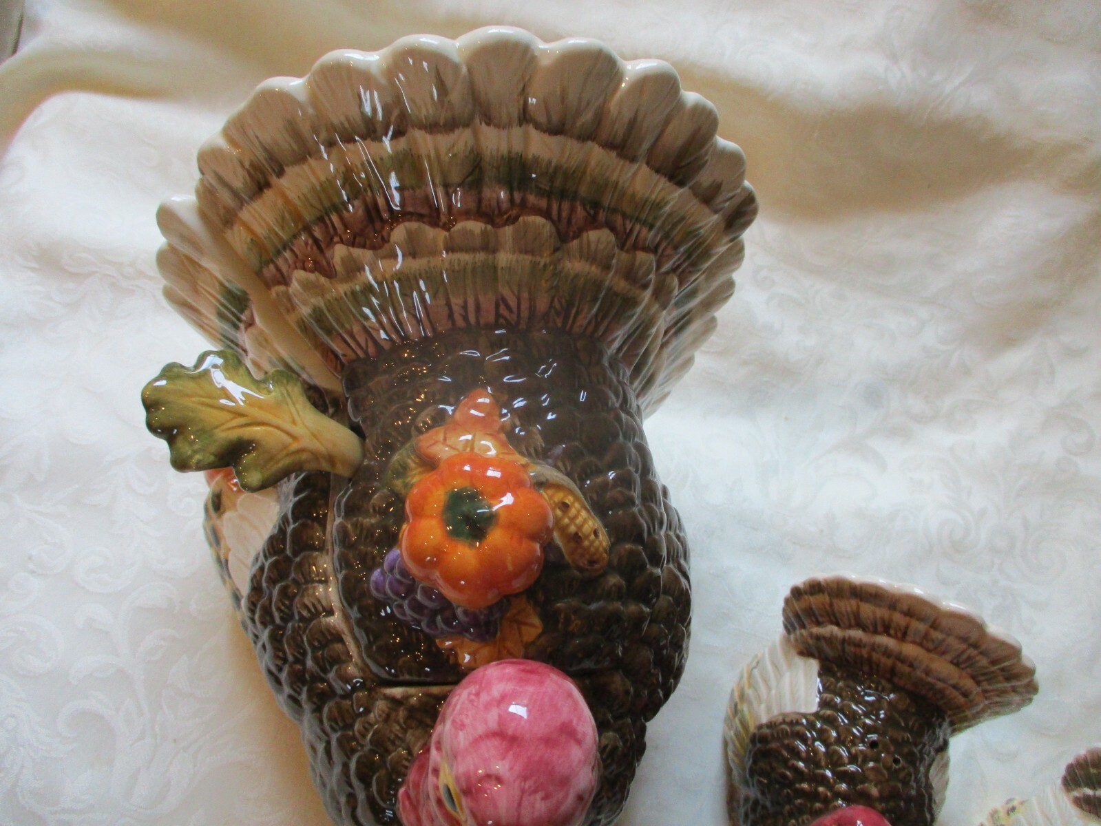 Turkey Gravy Boat with Ladle and Matching Salt and Pepper Shakers