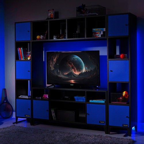 X ROCKER Mesh-Tek 6 Cube Storage Cabinet Wide Shelving Unit BLACK BLUE CLEARANCE - Picture 11 of 11