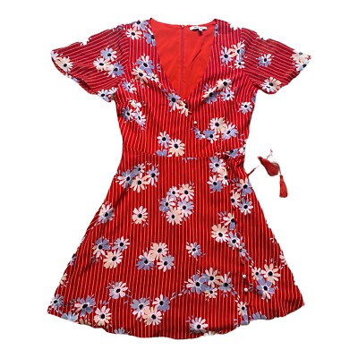 Madewell Women 2 Floral Dress Fit And Flare Vintage Button Red Blue Dress |  eBay