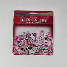 Skull and Bones Embroidered Iron On Patch Biker Punk Pink Girl Goth Horizon