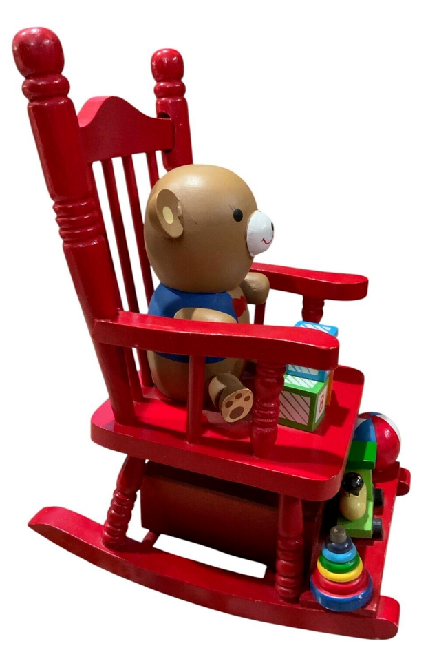 Vintage 1980's Music Box Rocking Chair TESTED Teddy Bear Toys Colorful ...