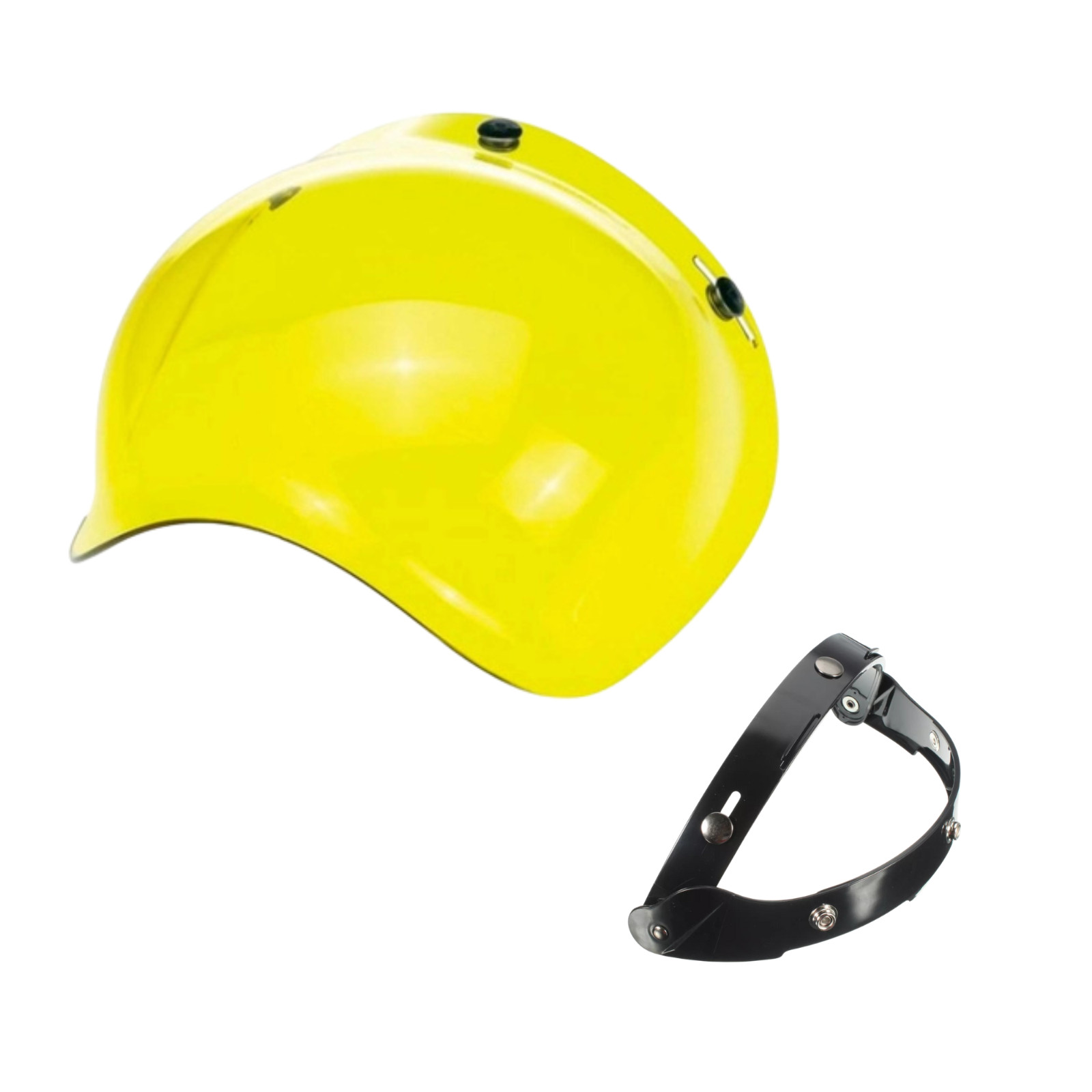 VISIERA RECLINABILE BUBBLE A BOLLA PER CASCO 3 BOTTONI GIALLO