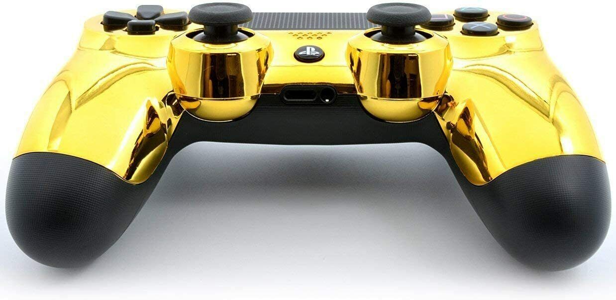 Chrome Gold Full UN-MODDED Pro Custom Controller compatible with PS4  CUH-ZCT2U