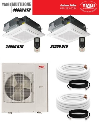 YMGI 48000 BTU Two Zone ductless Mini Split AC System Heat Pump EW3365