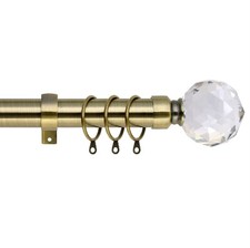 ANTIQUE BRASS Extendable Metal Curtain Pole Poles 28mm Includes Finials Rings 